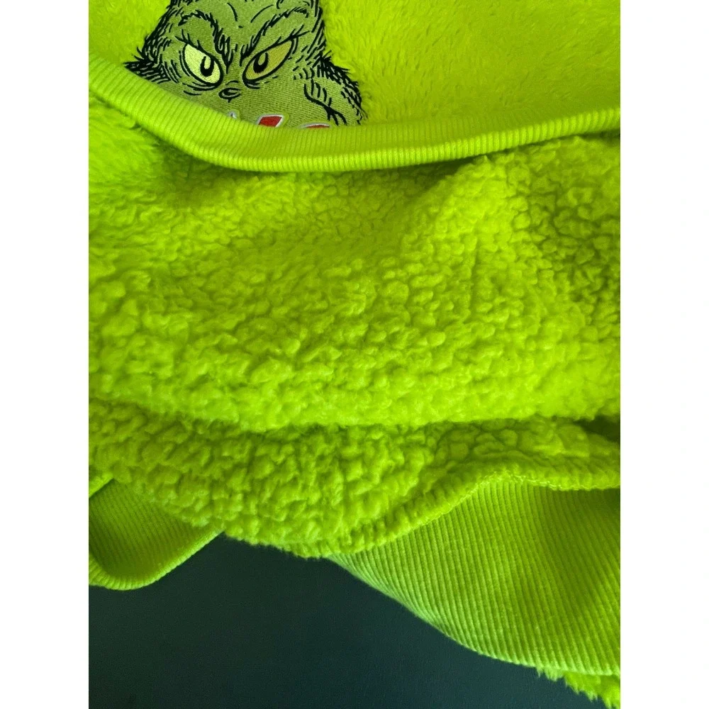 Dr Seuss The Grinch Neon Green Sherpa Fleece Sweatshirt Pullover 3X